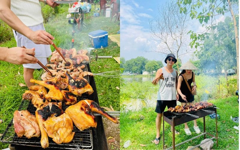 Cắm trại và thưởng thức BBQ nướn tại Hồ Đồng Mô