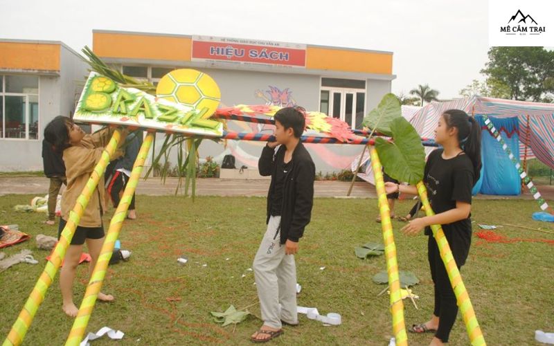 Bước 5: Kiểm tra và hoàn thiện của mô hình cổng trại bằng tre